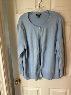Lands' End Light Blue Button-Front Women's Sweater size 2X.  EUC